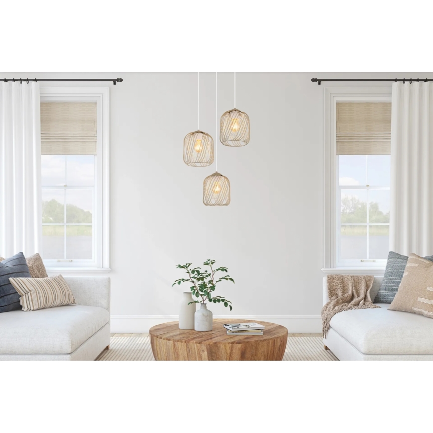 Globo - Hängeleuchte mit Kabelaufhängung 3xE27/40W/230V beige/weiß