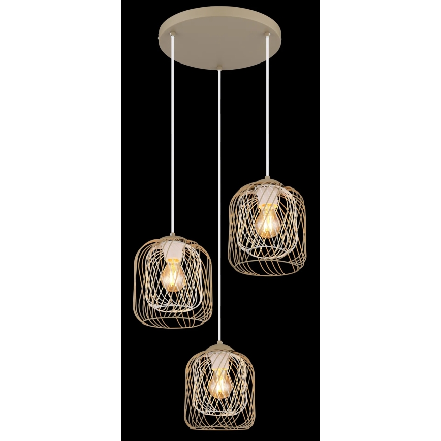 Globo - Hängeleuchte mit Kabelaufhängung 3xE27/40W/230V beige/weiß