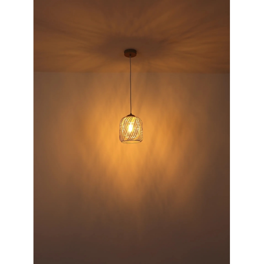 Globo - Pendelleuchte an Kabel 1xE27/40W/230V Ø 18 cm beige/weiß