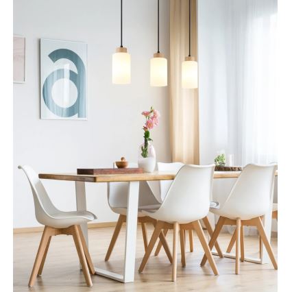 Globo - Pendelleuchte an Kabel 3xE27/60W/230V Eiche/Weiß