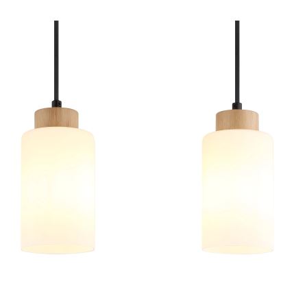 Globo - Pendelleuchte an Kabel 3xE27/60W/230V Eiche/Weiß
