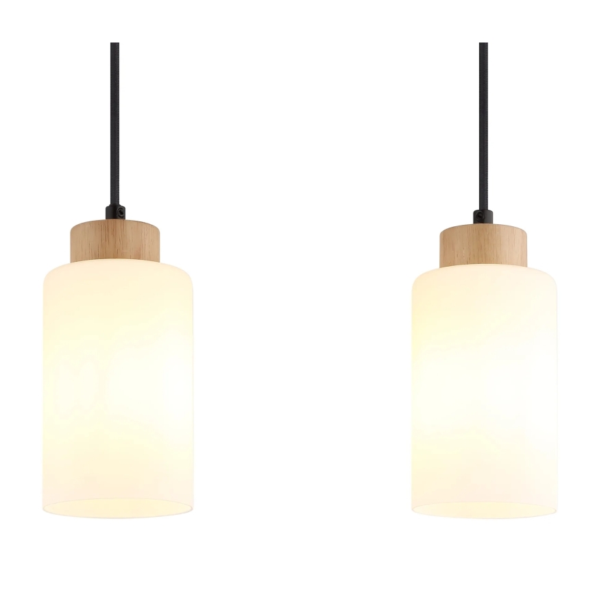 Globo - Pendelleuchte an Kabel 3xE27/60W/230V Eiche/Weiß