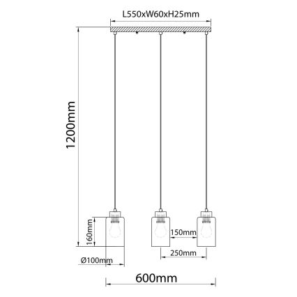 Globo - Pendelleuchte an Kabel 3xE27/60W/230V Eiche/Weiß