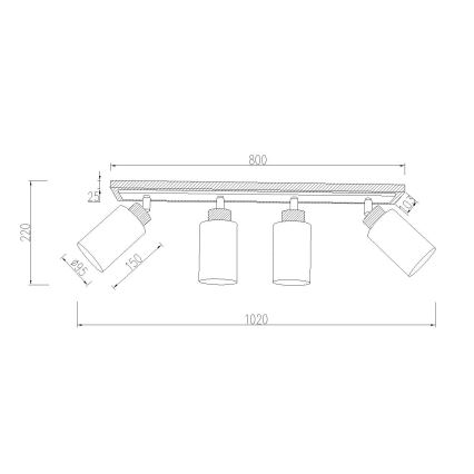 Globo - Deckenstrahler 4xE27/60W/230V Eiche/weiß