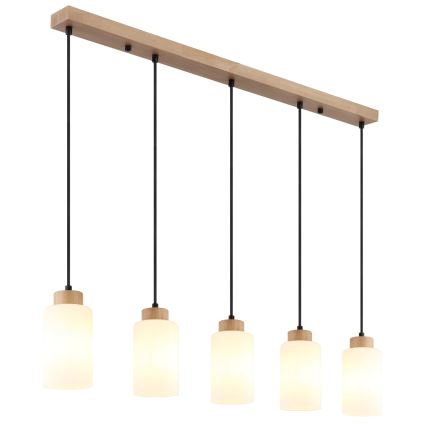 Globo - Pendelleuchte mit Kabel 5xE27/60W/230V Eiche/Weiß