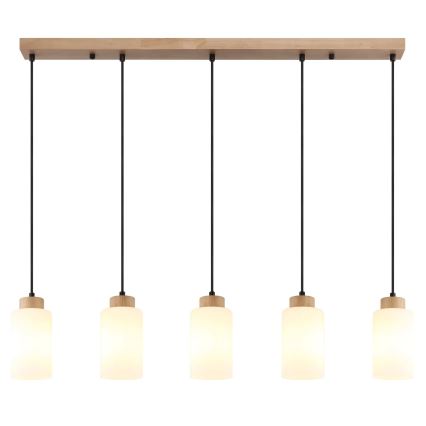 Globo - Pendelleuchte mit Kabel 5xE27/60W/230V Eiche/Weiß