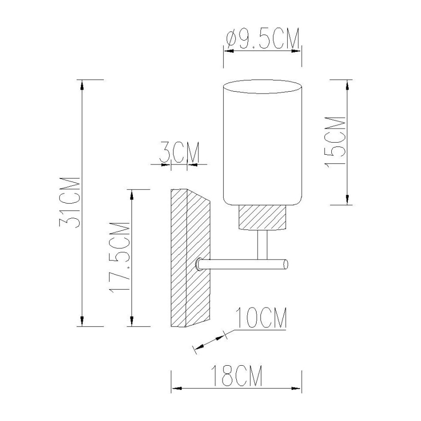 Globo - Wandleuchte 1xE27/60W/230V Eiche/Weiß