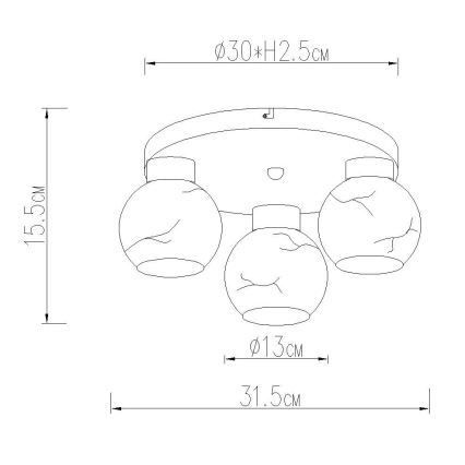 Globo - Deckenleuchte 3xE27/60W/230V Ø 31,5 cm