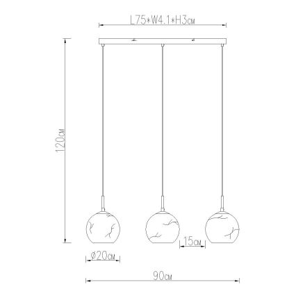 Globo - Pendelleuchte an Kabel 3xE27/60W/230V