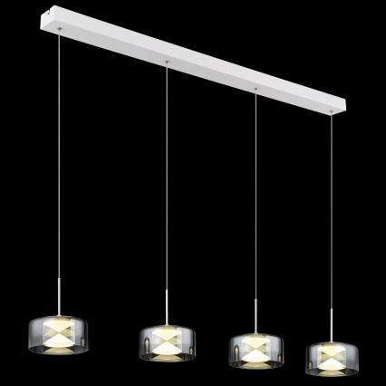 Globo - LED-Pendelleuchte mit Stahlseil LED/24W/230V weiß/rauchgrau