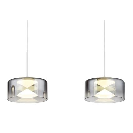 Globo - LED-Pendelleuchte mit Stahlseil LED/24W/230V weiß/rauchgrau