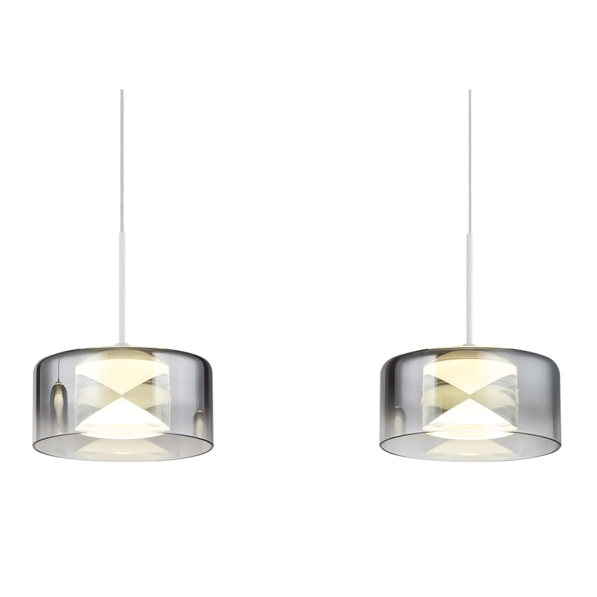 Globo - LED-Pendelleuchte mit Stahlseil LED/24W/230V weiß/rauchgrau