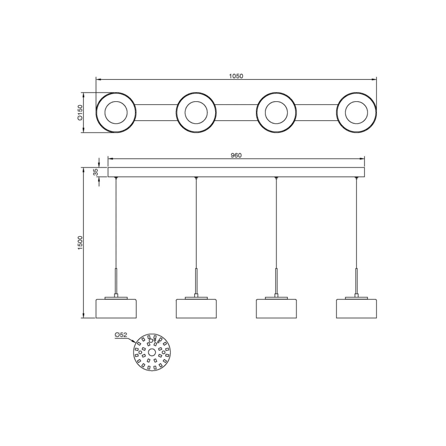 Globo - LED-Pendelleuchte mit Stahlseil LED/24W/230V weiß/rauchgrau