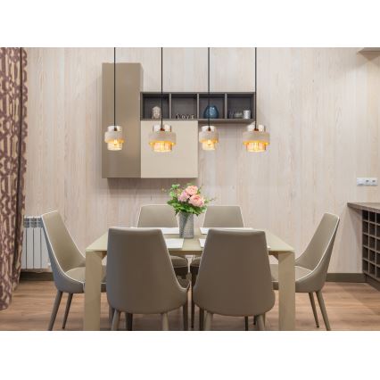 Globo - Pendelleuchte an Kabel 4xE27/40W/230V Travertin