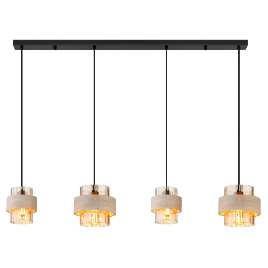 Globo - Pendelleuchte an Kabel 4xE27/40W/230V Travertin