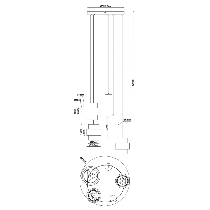 Globo - Pendelleuchte mit Seilaufhängung 3xE27/40W/230V + 2xGU10/10W Travertin