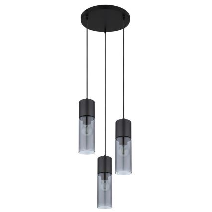 Globo - Deckenleuchte an Kabel 3xE27/25W/230V Ø 30 cm schwarz