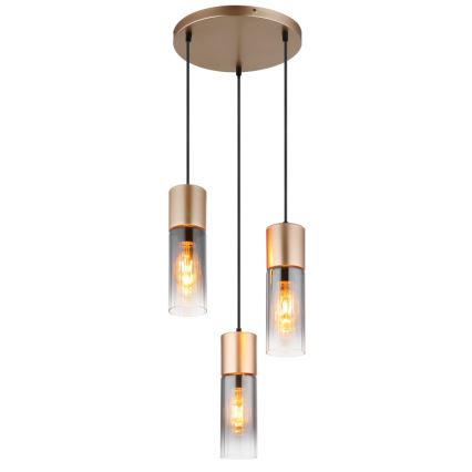 Globo - Pendelleuchte an Kabel 3xE27/25W/230V bronzefarben Ø 30 cm