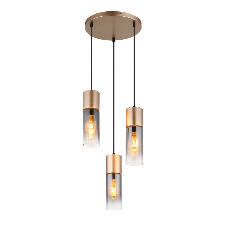 Globo - Pendelleuchte an Kabel 3xE27/25W/230V bronzefarben Ø 30 cm