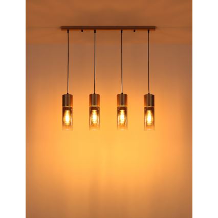 Globo - Hängeleuchte mit Kabel 4xE27/25W/230V bronzefarben
