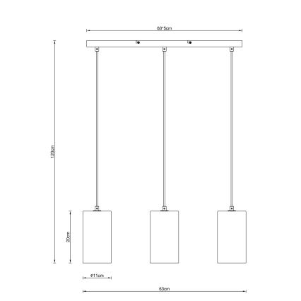 Globo - Hängeleuchte 3xE14/25W/230V schwarz