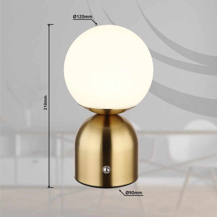 Globo - Dimmbare LED-Tischleuchte mit Touch-Funktion LED/2,5W/3,7V 2700K/4000K/6500K 1800 mAh USB Messing