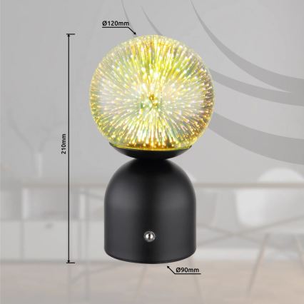 Globo - Dimmbare LED-Tischleuchte mit Touch-Funktion LED/2,5W/3,7V 2700K/4000K/6500K 1800 mAh USB schwarz