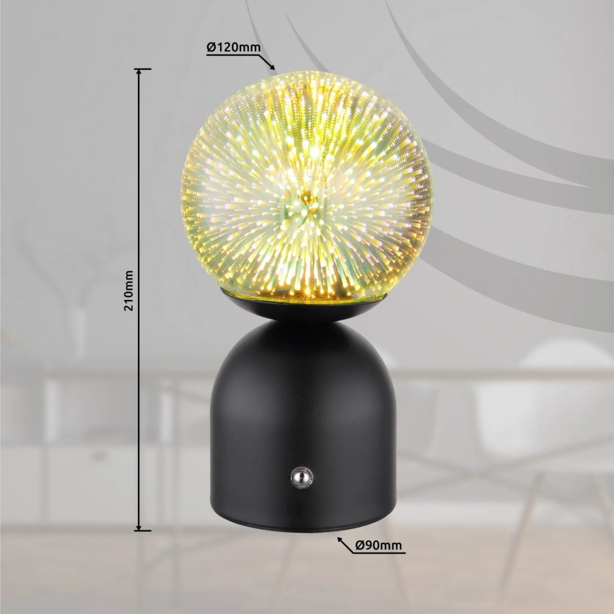 Globo - Dimmbare LED-Tischleuchte mit Touch-Funktion LED/2,5W/3,7V 2700K/4000K/6500K 1800 mAh USB schwarz