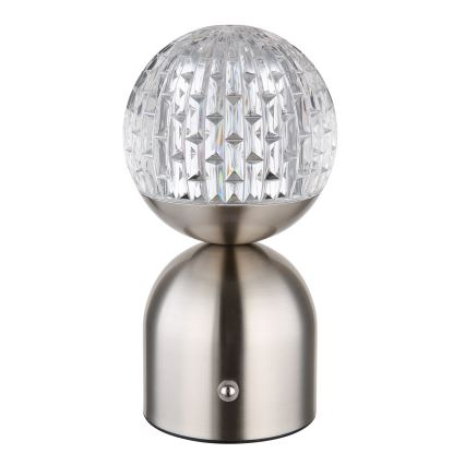 Globo - Dimmbare LED-Tischleuchte mit Touch-Funktion LED/2,5W/3,7V 2700/4000/6500K 1800 mAh USB matt Chrom