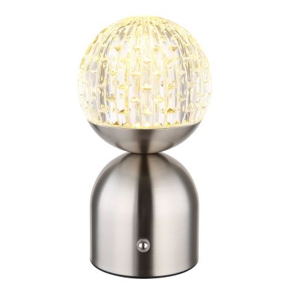 Globo - Dimmbare LED-Tischleuchte mit Touch-Funktion LED/2,5W/3,7V 2700/4000/6500K 1800 mAh USB matt Chrom