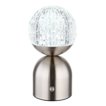 Globo - Dimmbare LED-Tischleuchte mit Touch-Funktion LED/2,5W/3,7V 2700/4000/6500K 1800 mAh USB matt Chrom
