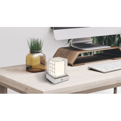 Globo - Dimmbare LED-Tischleuchte mit Touch-Funktion LED/2,5W/3,7V 2700K/4000K/6500K 1800 mAh USB matt Chrom