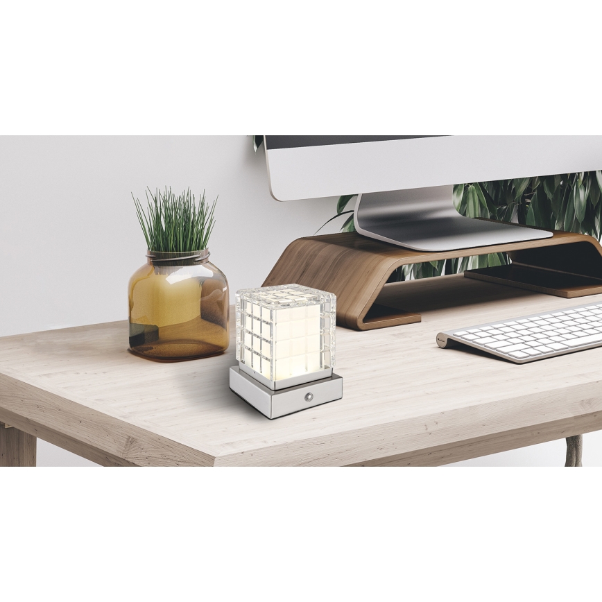 Globo - Dimmbare LED-Tischleuchte mit Touch-Funktion LED/2,5W/3,7V 2700K/4000K/6500K 1800 mAh USB matt Chrom