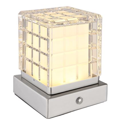 Globo - Dimmbare LED-Tischleuchte mit Touch-Funktion LED/2,5W/3,7V 2700K/4000K/6500K 1800 mAh USB matt Chrom