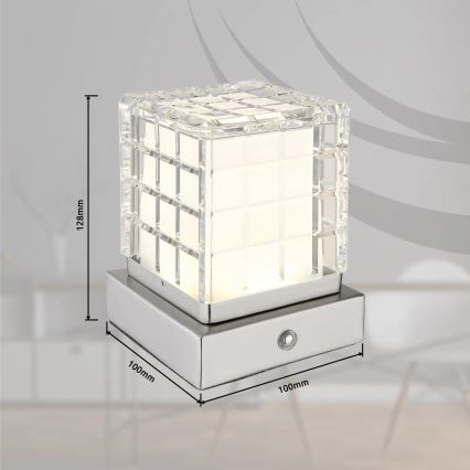 Globo - Dimmbare LED-Tischleuchte mit Touch-Funktion LED/2,5W/3,7V 2700K/4000K/6500K 1800 mAh USB matt Chrom