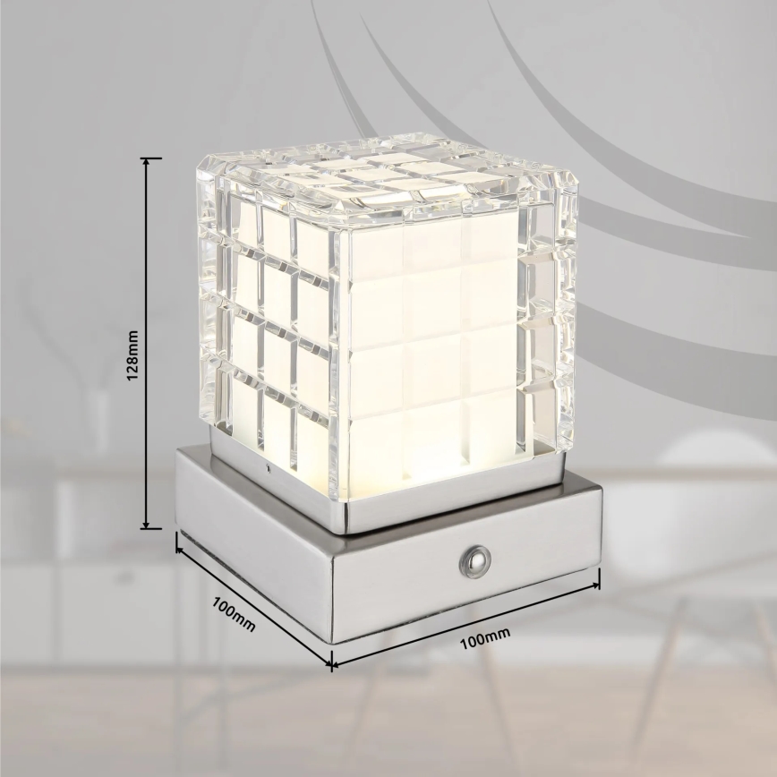 Globo - Dimmbare LED-Tischleuchte mit Touch-Funktion LED/2,5W/3,7V 2700K/4000K/6500K 1800 mAh USB matt Chrom