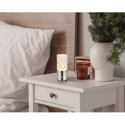 Globo - LED dimmbare Touch-Tischlampe LED/2,5W/3,7V 2700K/4000K/6500K 1800 mAh USB matt Chrom