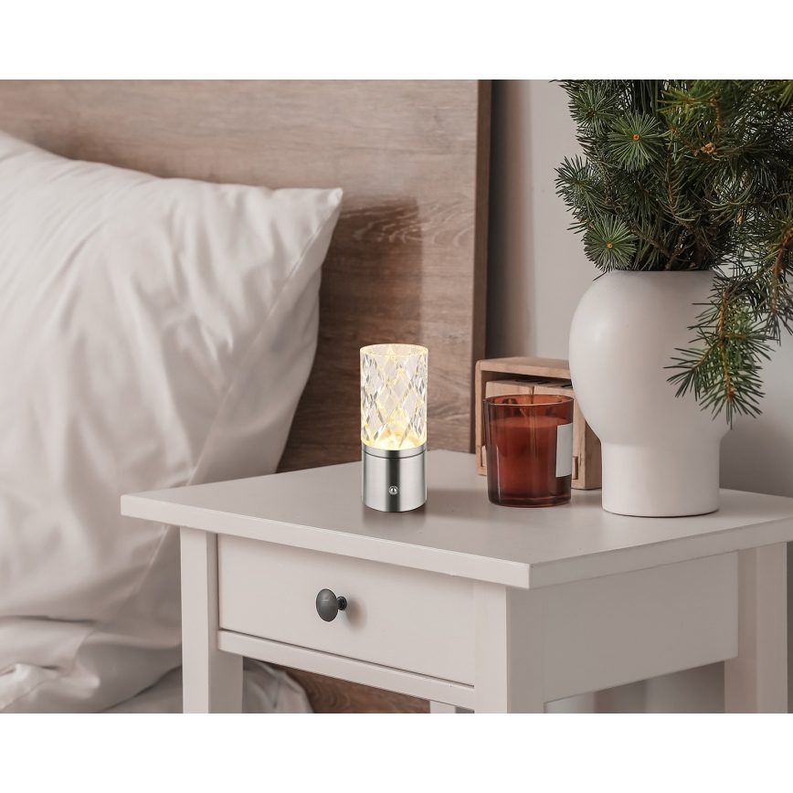 Globo - LED dimmbare Touch-Tischlampe LED/2,5W/3,7V 2700K/4000K/6500K 1800 mAh USB matt Chrom