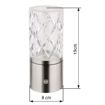 Globo - LED dimmbare Touch-Tischlampe LED/2,5W/3,7V 2700K/4000K/6500K 1800 mAh USB matt Chrom