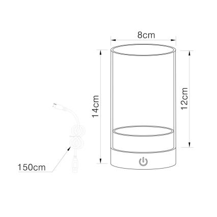 Globo - Dimm- und aufladbare LED-Touch-Tischleuchte für den Außenbereich LED/2W/3,7V 2700/4000/6500K 1200mAh IP44 beige