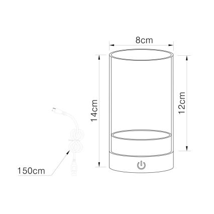 Globo - Dimm- und aufladbare LED-Touch-Tischleuchte für den Außenbereich LED/2W/3,7V 2700/4000/6500K 1200mAh IP44 grau
