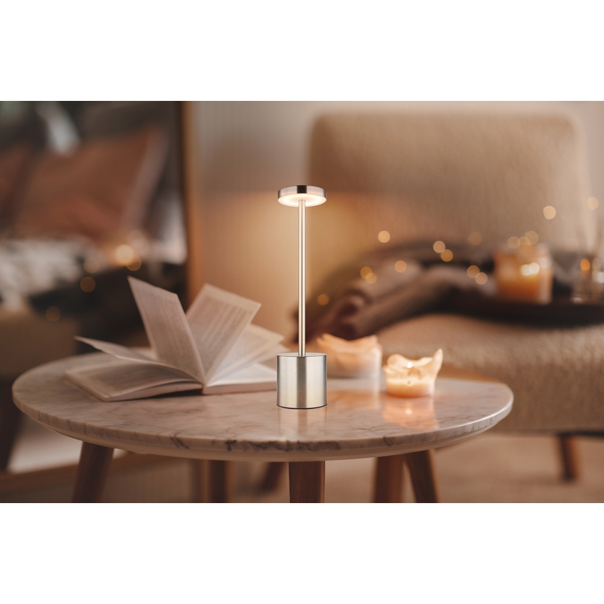 Globo - LED dimmbare Touch-Tischlampe LED/1,2W/3,7V 2000K/3500K/7000K 1200 mAh USB matt Chrom