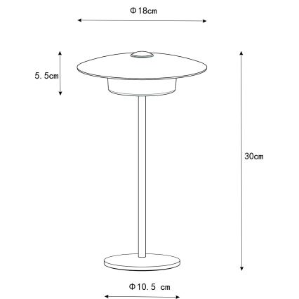 Globo - Aufladbare LED-Touch-Tischleuchte für den Outdoor-Bereich LED/3W/3,7V 1800/2700/3000K IP44 1800 mAh grau