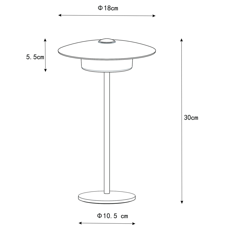 Globo - LED Außen-Tischlampe mit Touch-Bedienung, wiederaufladbar LED/3W/3,7V 1800/2700/3000K IP44 1800 mAh grau