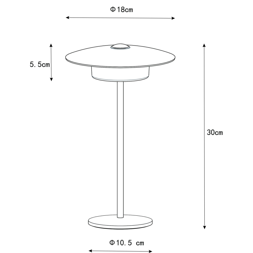 Globo - Aufladbare LED-Touch-Tischleuchte für den Außenbereich LED/3W/3,7V 1800/2700/3000K IP44 1800 mAh schwarz