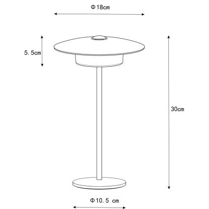Globo - Aufladbare LED-Touch-Tischleuchte für den Outdoor-Bereich LED/3W/3,7V 1800/2700/3000K IP44 1800 mAh weiß
