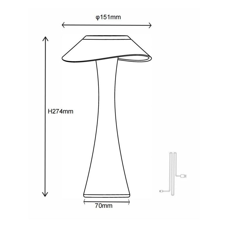 Globo - Dimm- und aufladbare LED-Tischleuchte LED/2,5W/3,7V 1200mAh 2700K/4500K/6500K golden