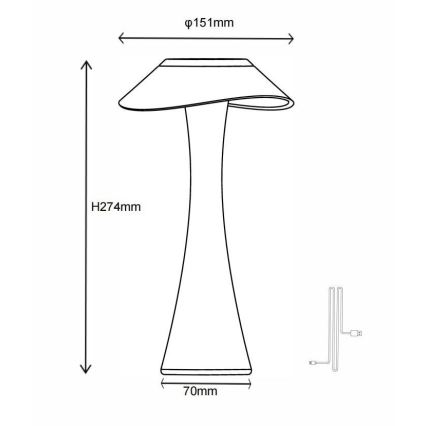 Globo - Dimm- und aufladbare LED-Tischleuchte LED/2,5W/3,7V 1200mAh 2700K/4500K/6500K weiß