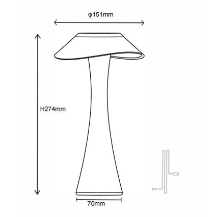 Globo - Dimm- und aufladbare LED-Tischleuchte LED/2,5W/3,7V 1200mAh 2700K/4500K/6500K schwarz