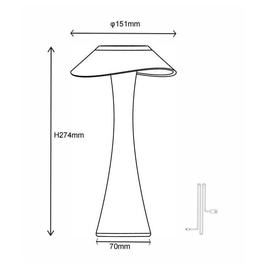 Globo - Dimm- und aufladbare LED-Tischleuchte LED/2,5W/3,7V 1200mAh 2700K/4500K/6500K schwarz